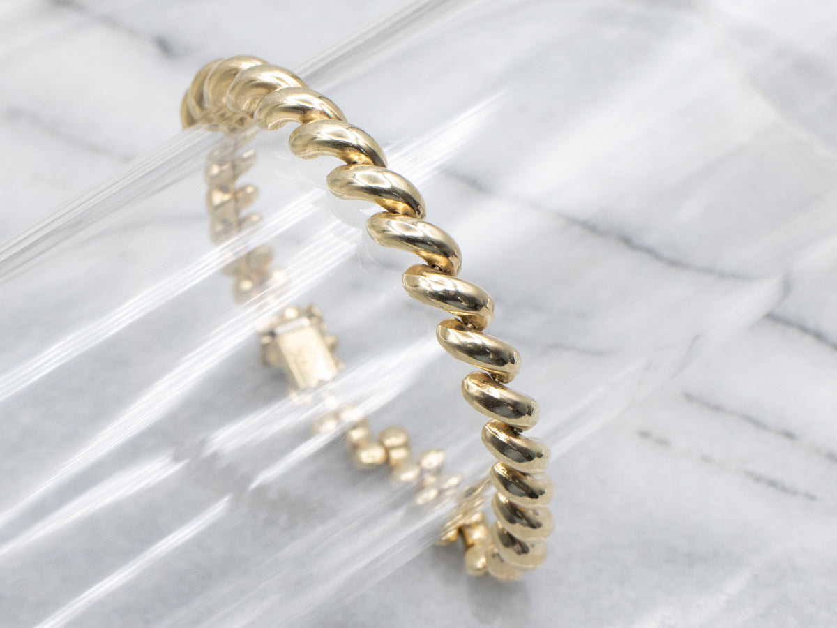 Polished Italian Gold San Marco-Link Bracelet
