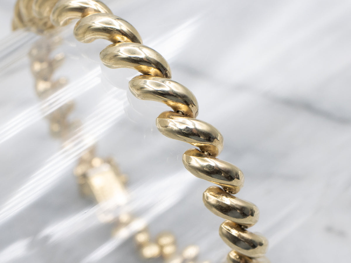 Polished Italian Gold San Marco-Link Bracelet