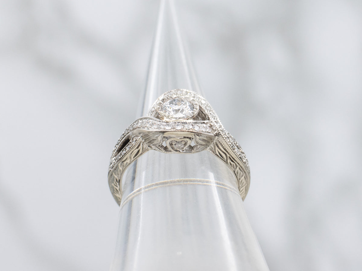 Twisting Round Brilliant Diamond Engagement Ring