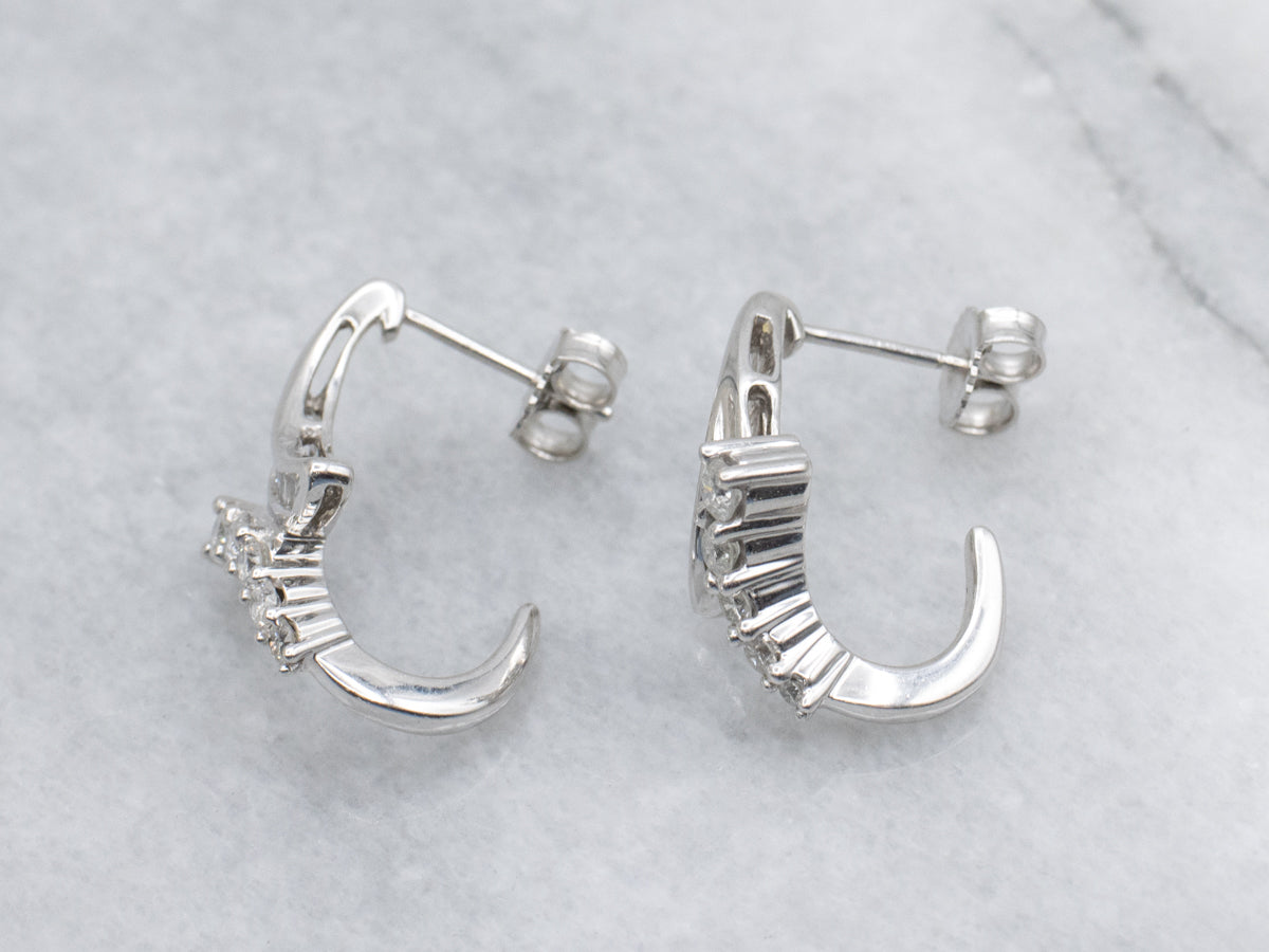 Modern Mixed-Cut Diamond White Gold Stud Earrings