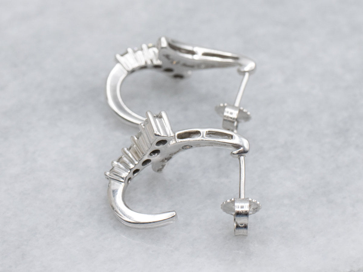 Modern Mixed-Cut Diamond White Gold Stud Earrings