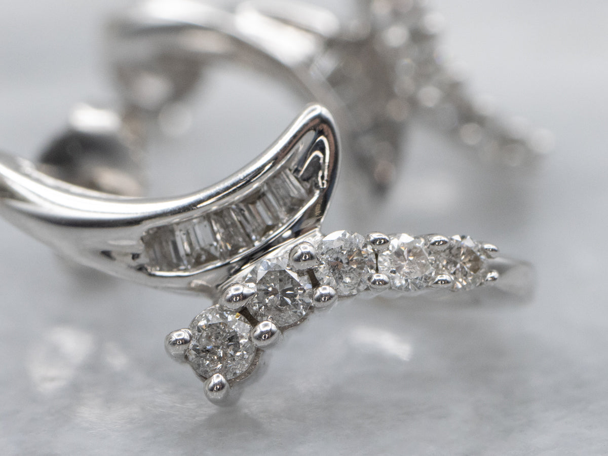 Modern Mixed-Cut Diamond White Gold Stud Earrings