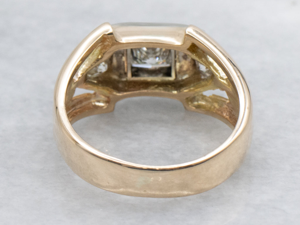 Men's Retro Princess Cut Diamond Engagement Ring