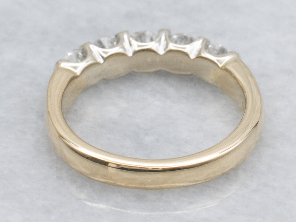 Bar-Set Diamond Two-Tone Gold Band