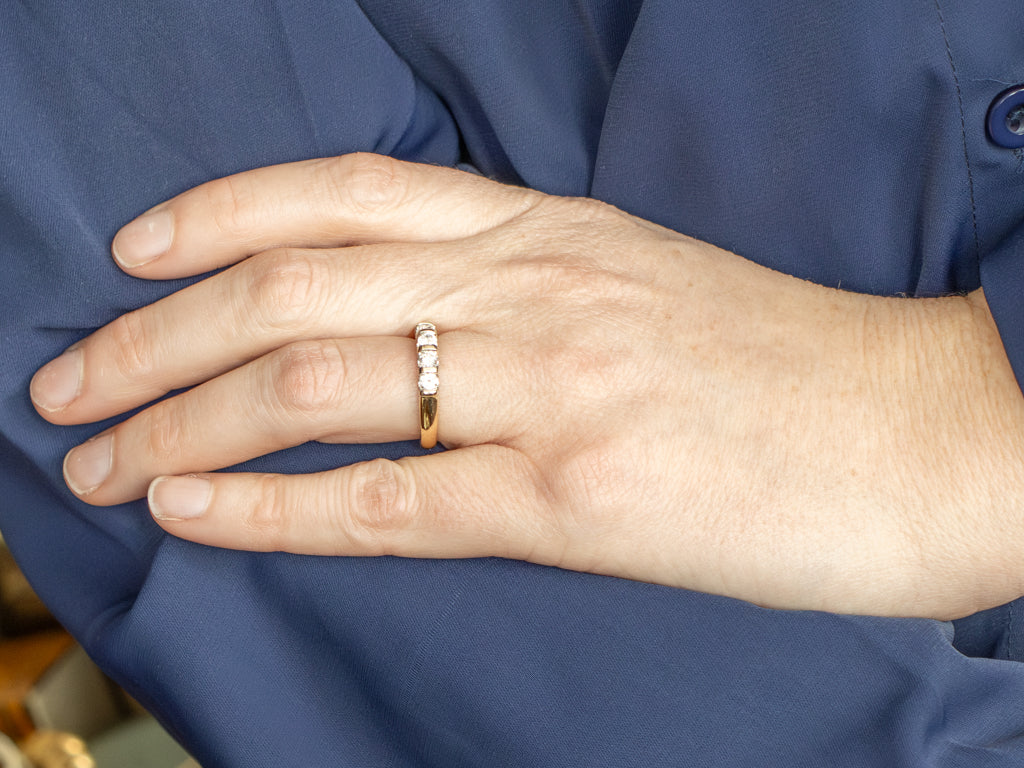 Bar-Set Diamond Two-Tone Gold Band