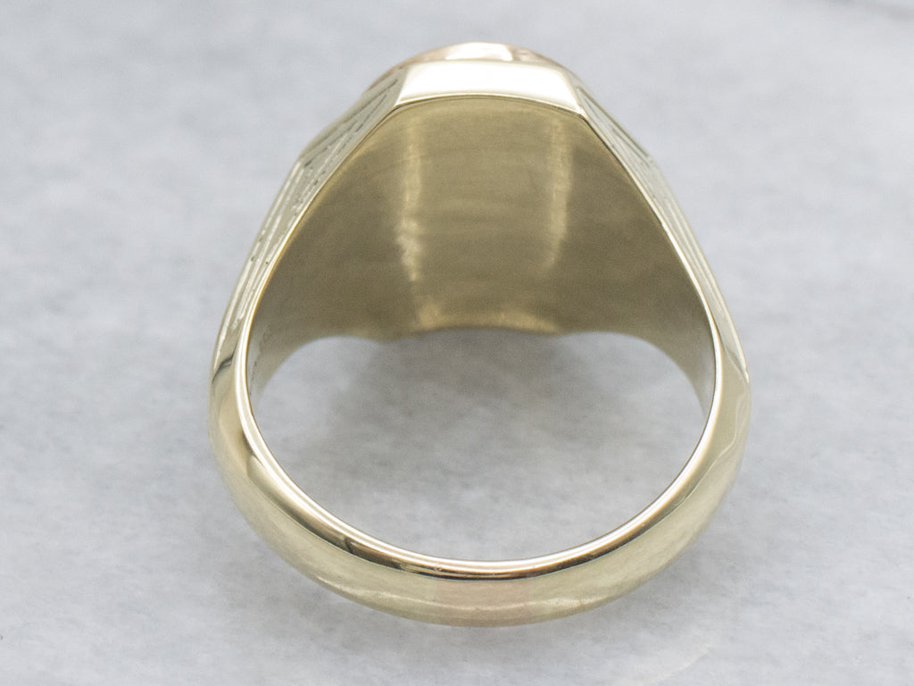 Mix-Era Hand-Engraved Floral Signet Ring