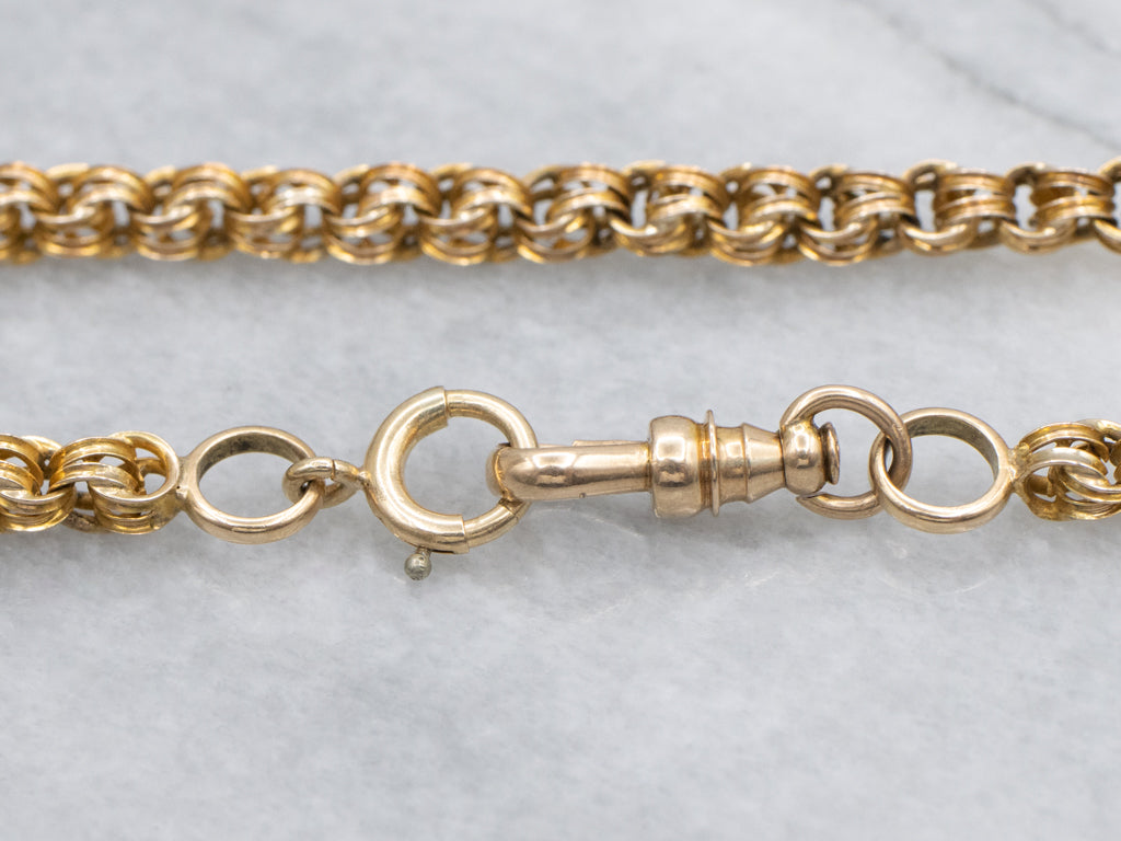 Antique Yellow Gold Rolo-Link Chain with Dog Clip Clasp