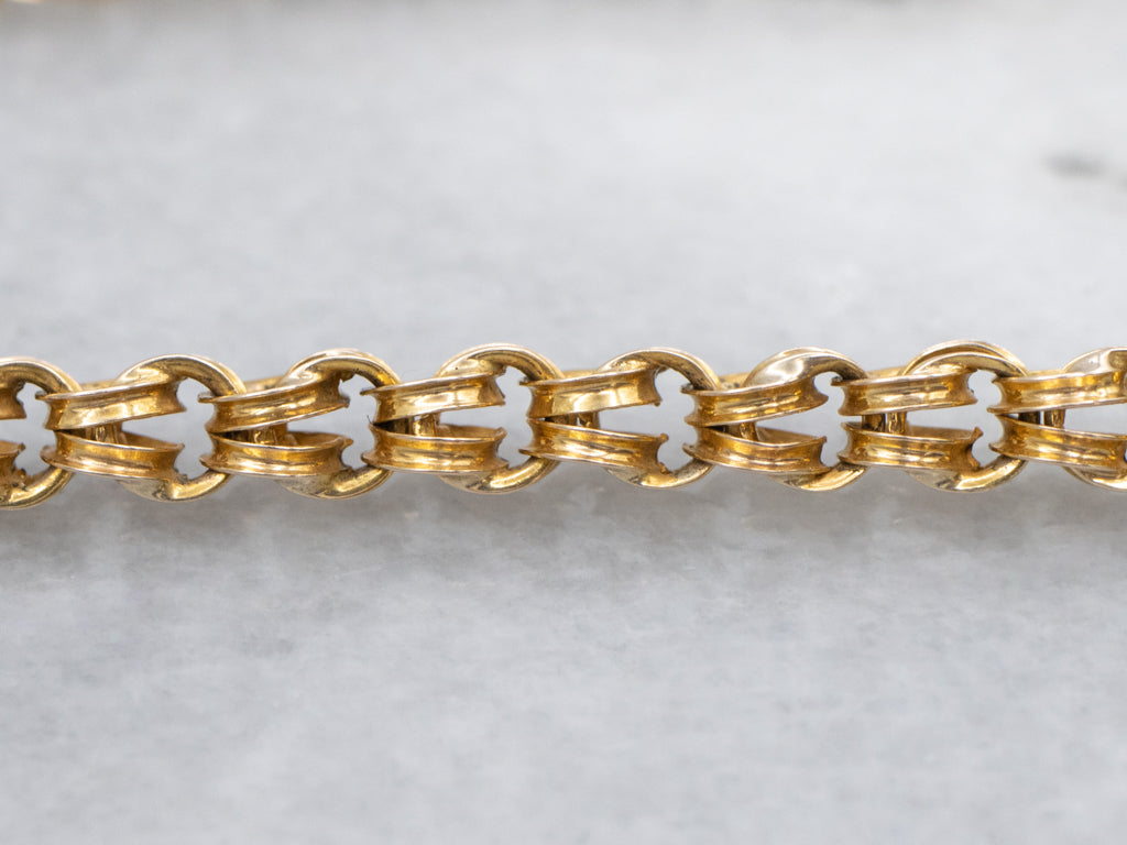 Antique Yellow Gold Rolo-Link Chain with Dog Clip Clasp