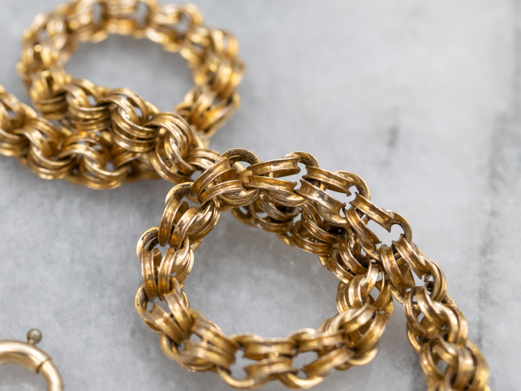 Antique Yellow Gold Rolo-Link Chain with Dog Clip Clasp