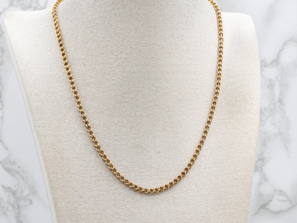 Antique Yellow Gold Rolo-Link Chain with Dog Clip Clasp