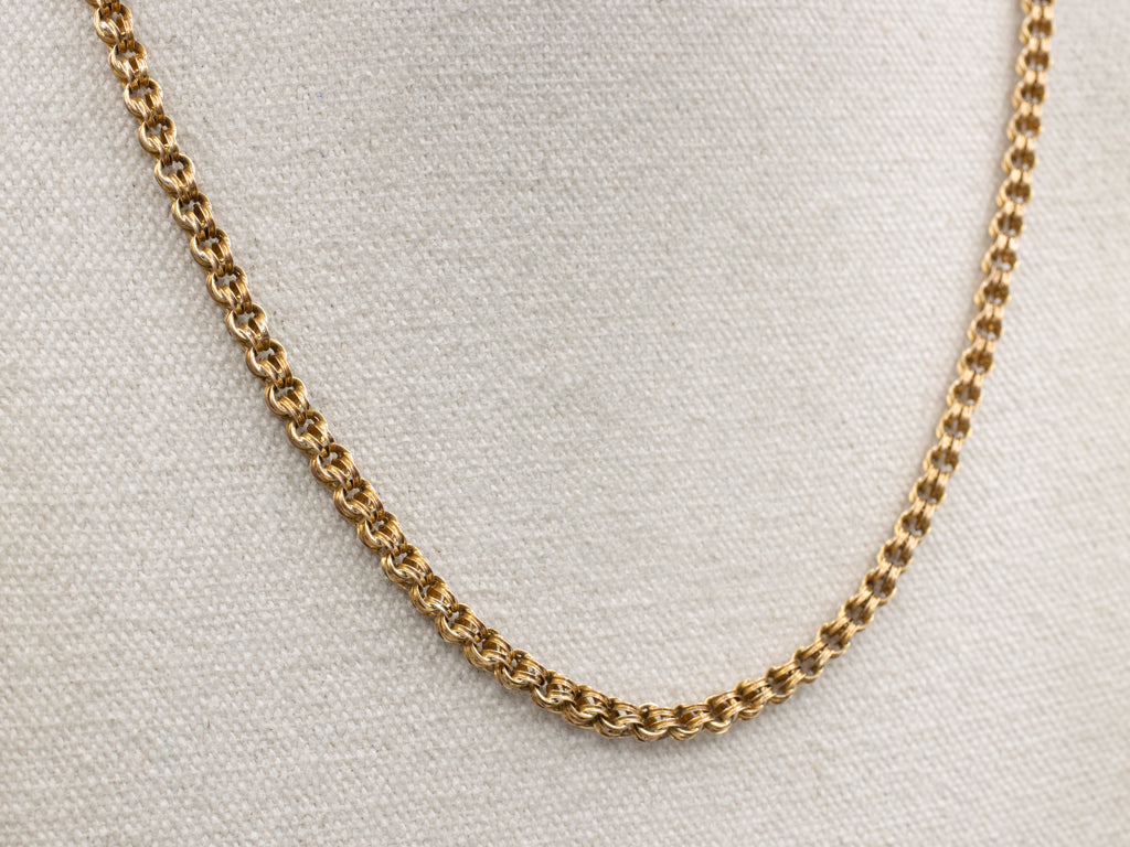 Antique Yellow Gold Rolo-Link Chain with Dog Clip Clasp