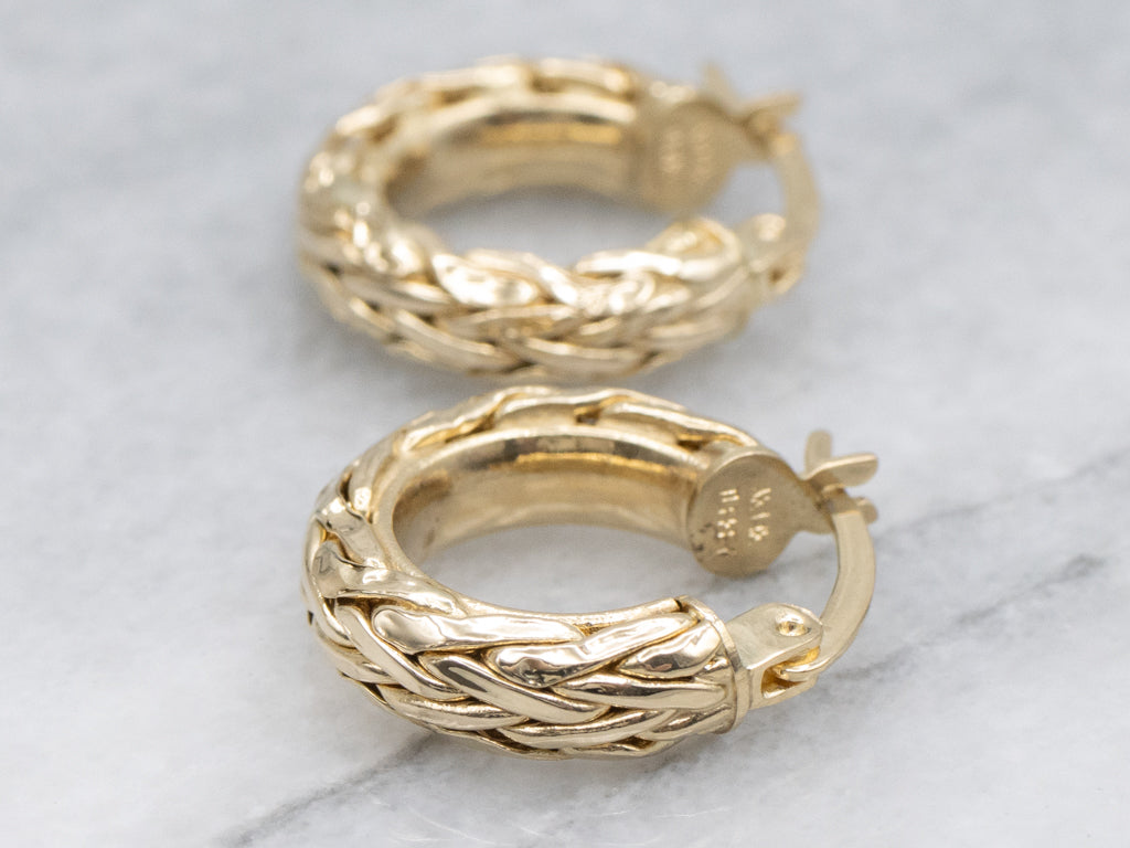 Braided Yellow Gold Hoop Earrings