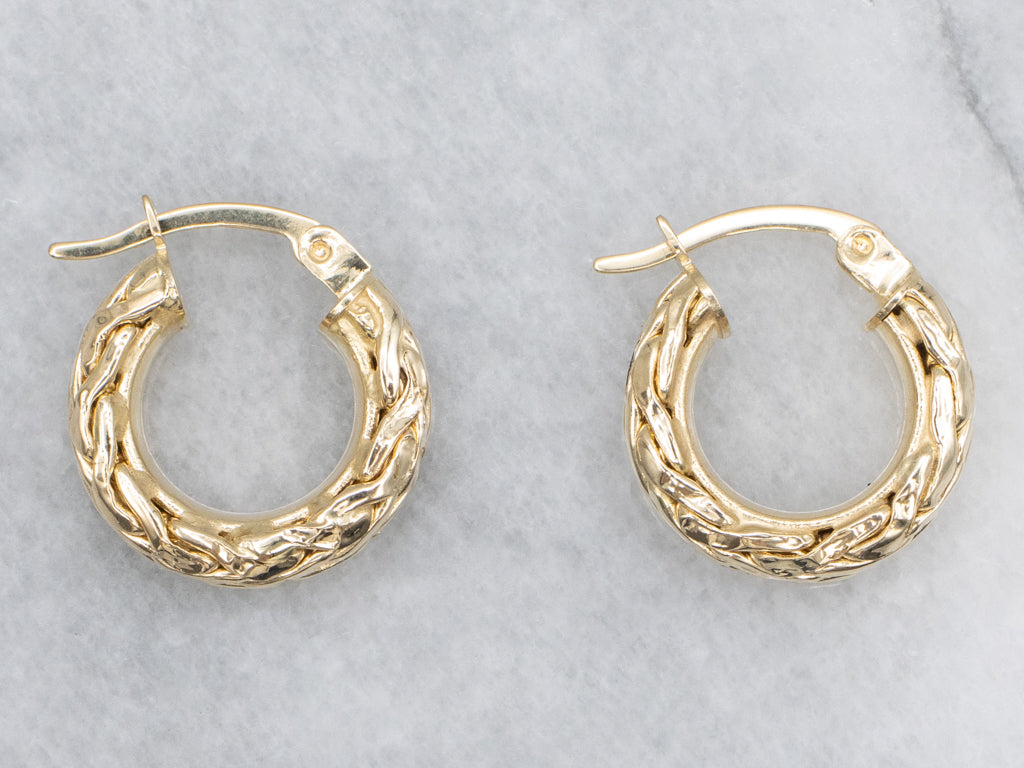 Braided Yellow Gold Hoop Earrings