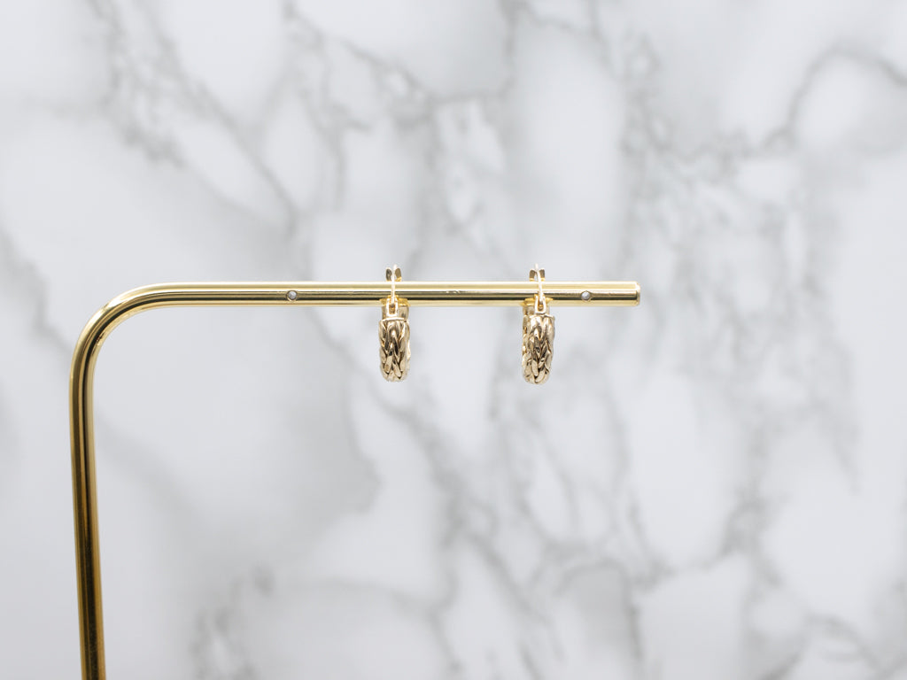 Braided Yellow Gold Hoop Earrings