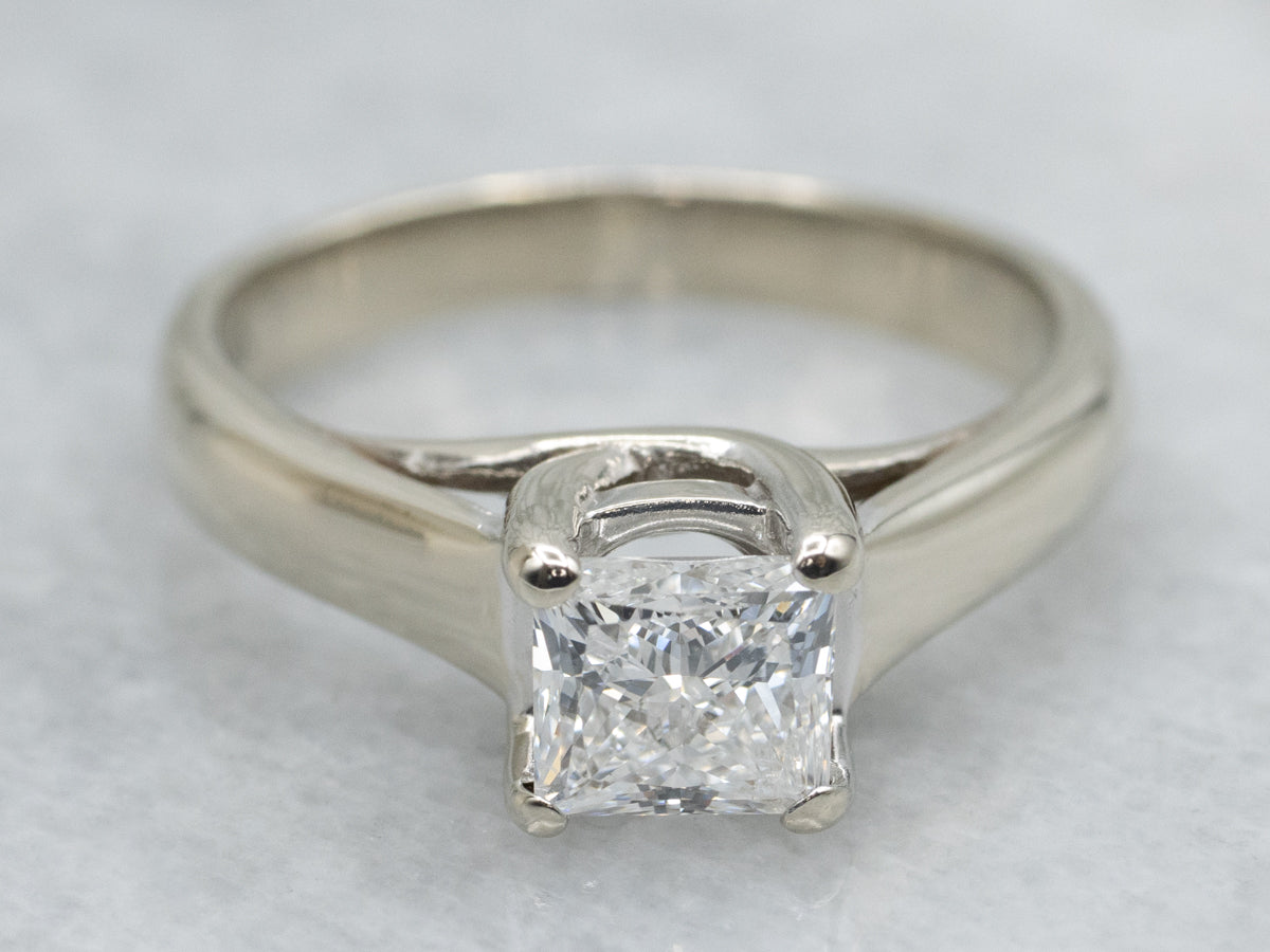 Modern Princess-Cut Diamond Solitaire Engagement Ring