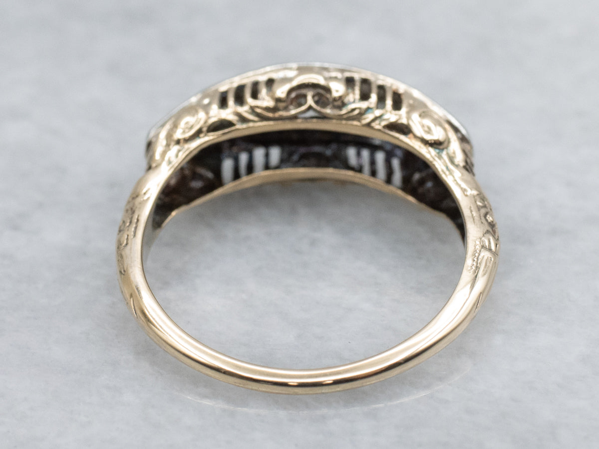 Early Retro-Era Three Stone Diamond Engagement Ring