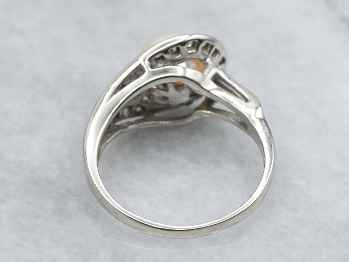 Vintage Pearl and Diamond Loop Ring