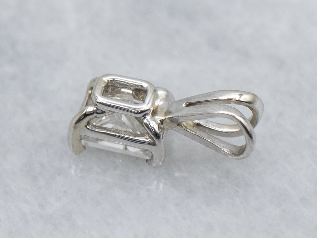 Radiant-Cut Diamond White Gold Solitaire Pendant