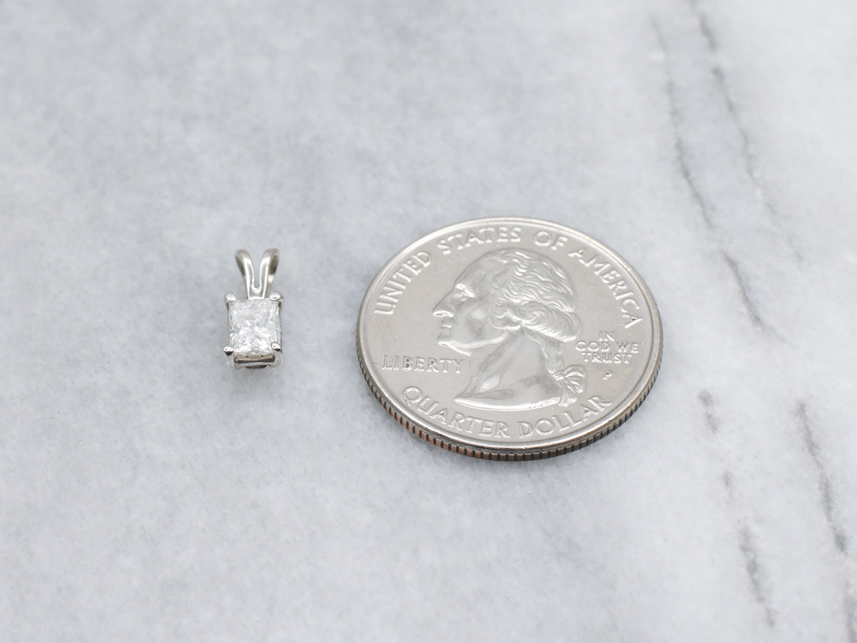 Radiant-Cut Diamond White Gold Solitaire Pendant