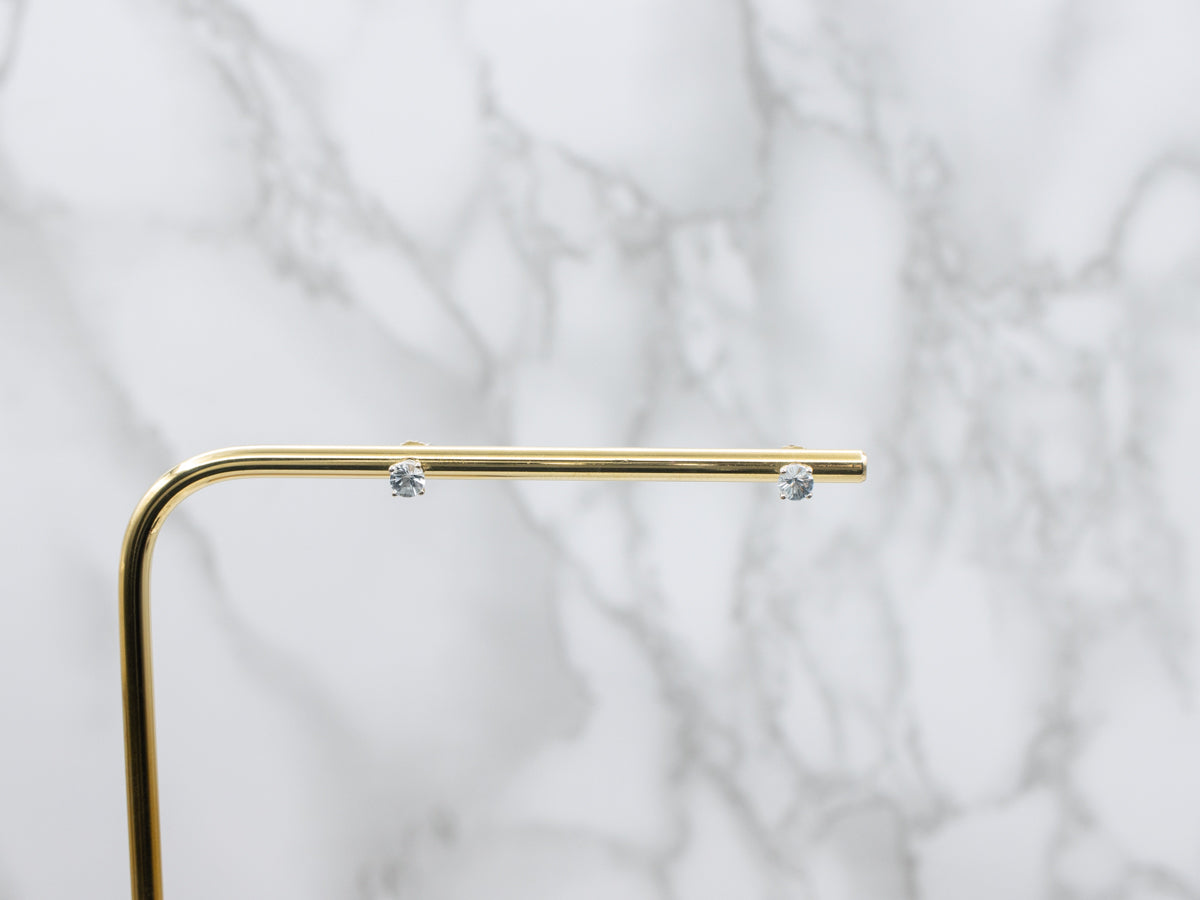 Round-Cut Aquamarine White Gold Stud Earrings