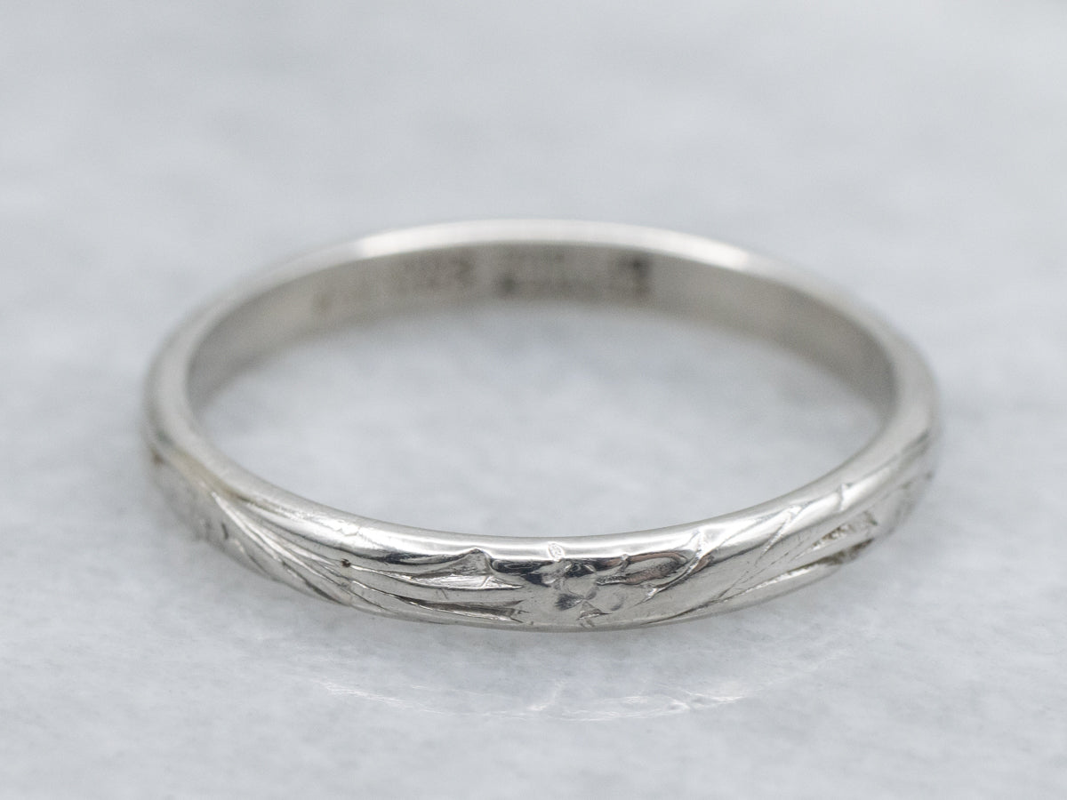 Vintage Platinum Forget-Me-Not Floral Band