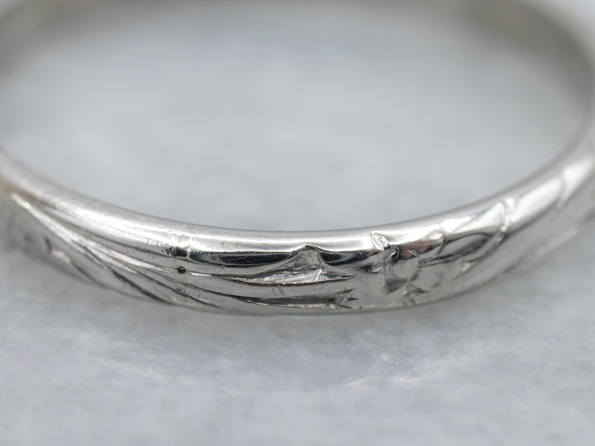 Vintage Platinum Forget-Me-Not Floral Band