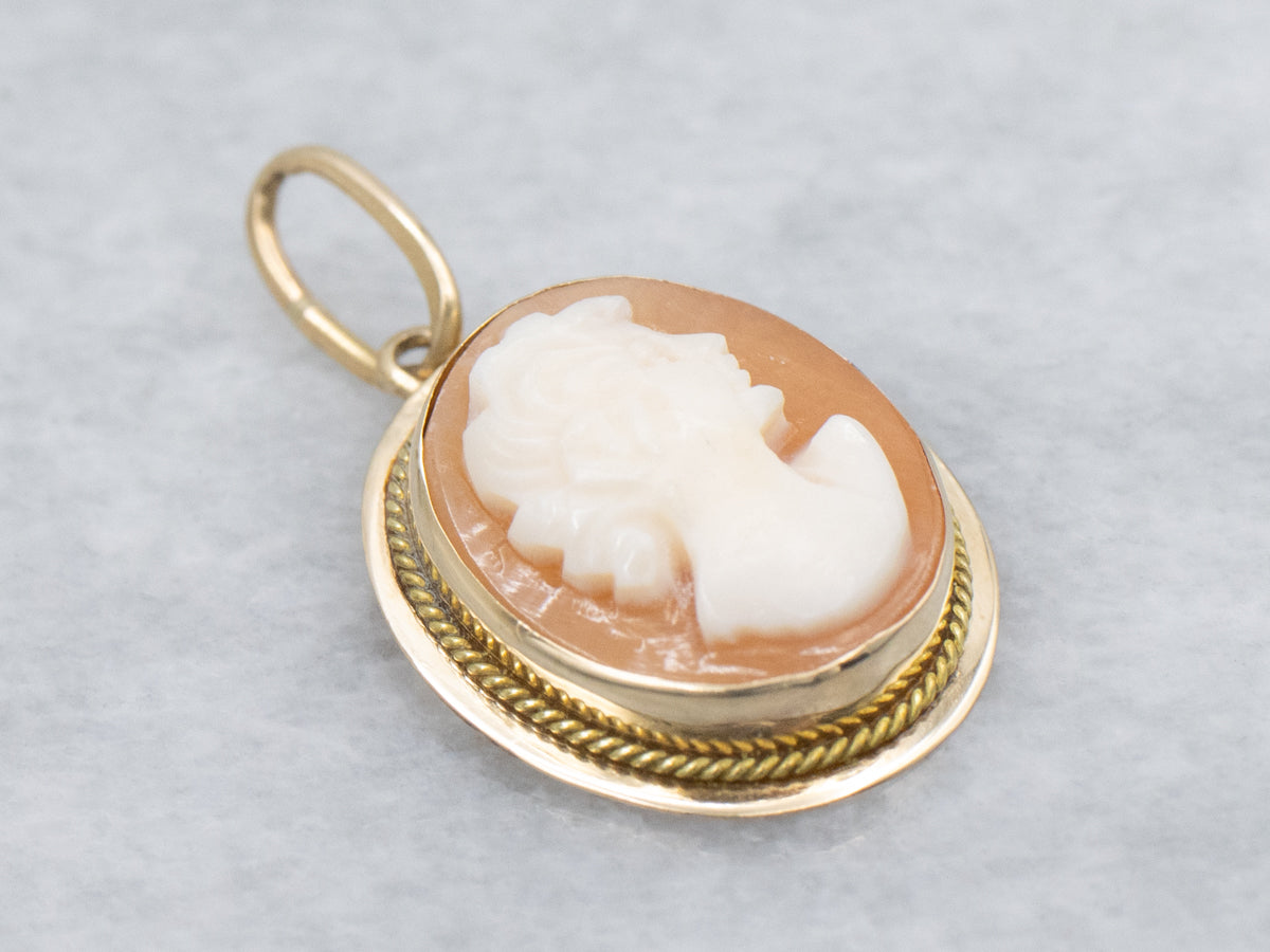 Vintage Bezel-Set Cameo and Gold Pendant