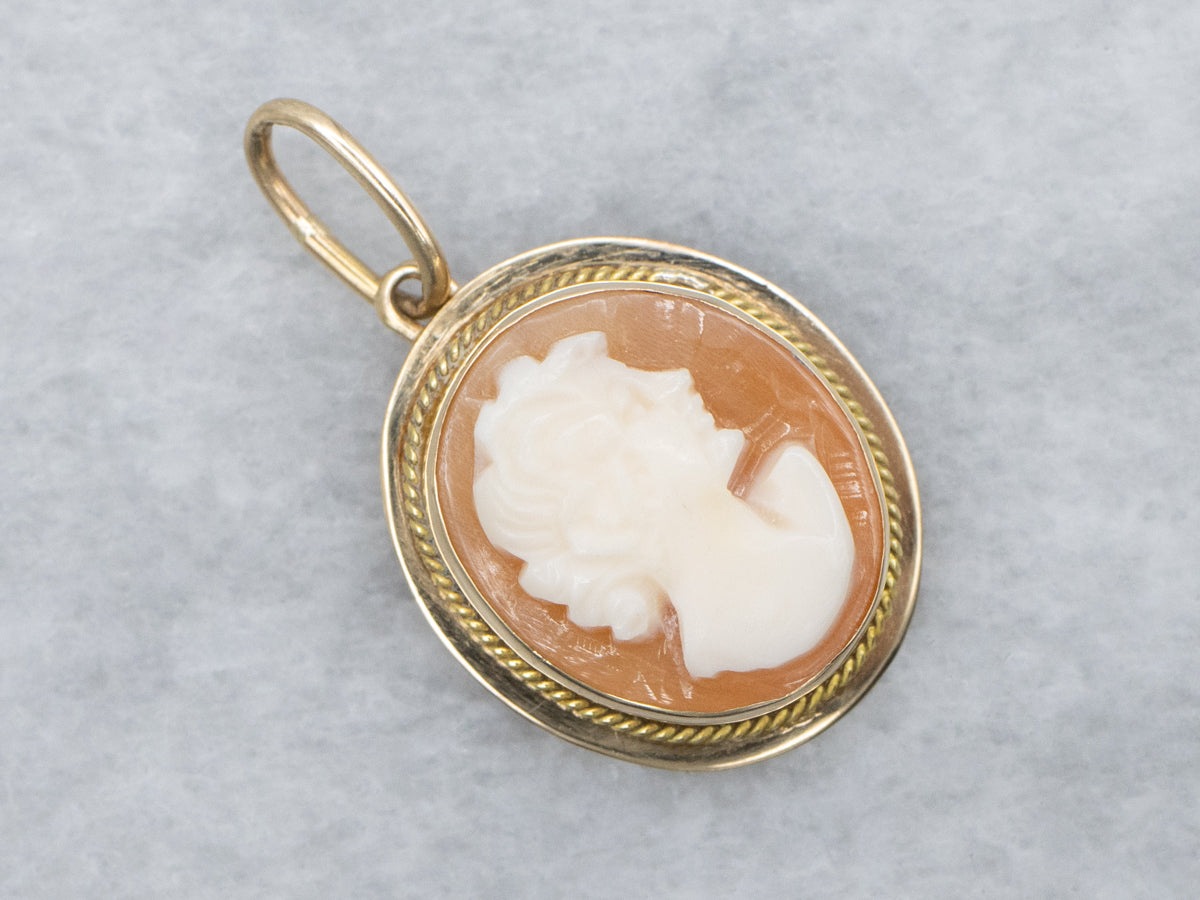 Vintage Bezel-Set Cameo and Gold Pendant