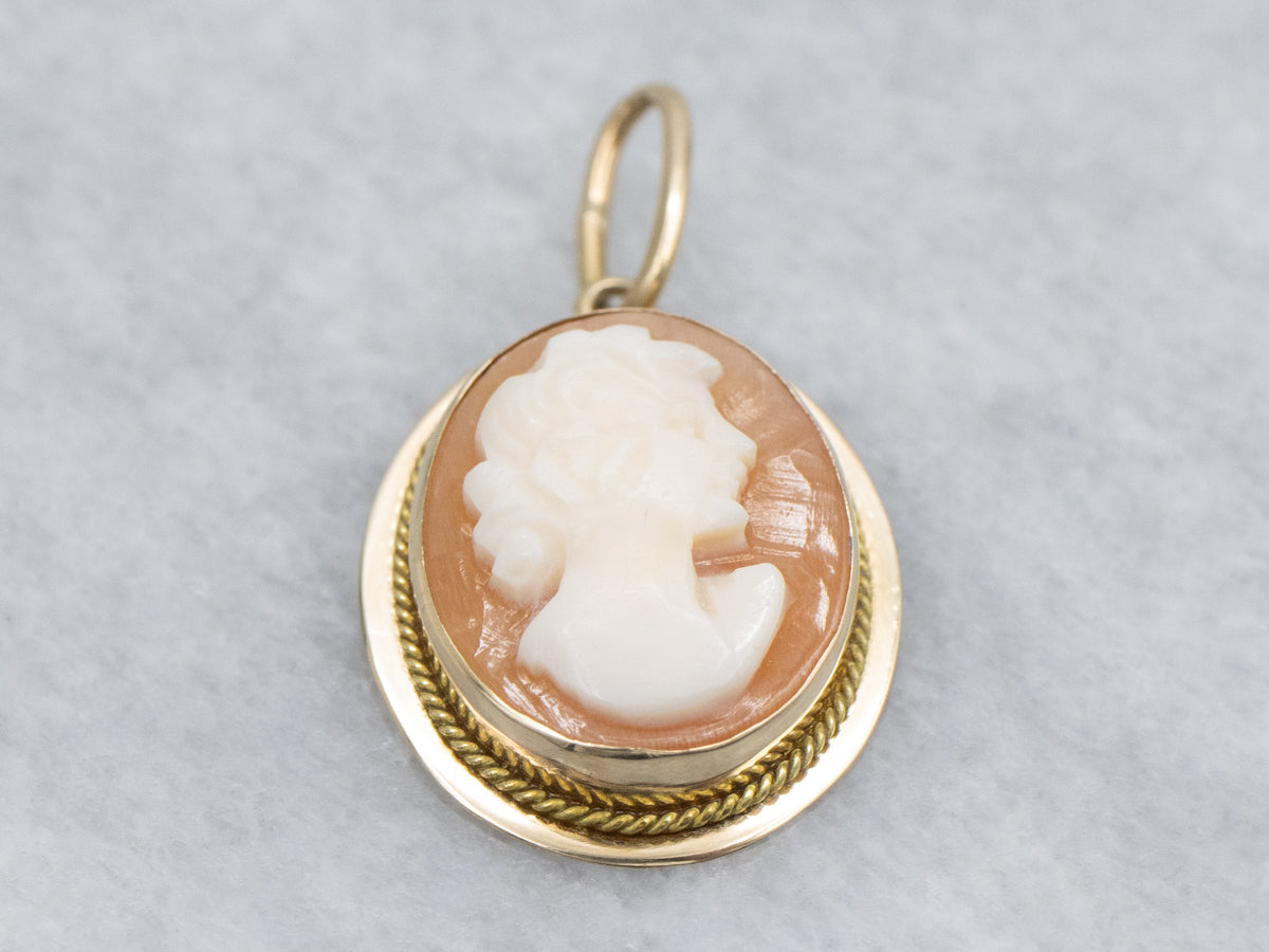 Vintage Bezel-Set Cameo and Gold Pendant