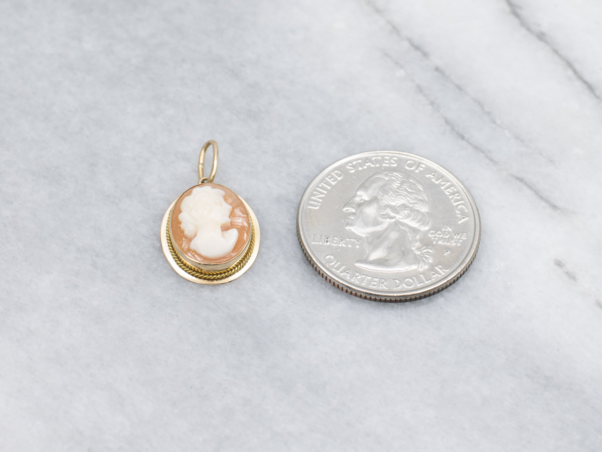 Vintage Bezel-Set Cameo and Gold Pendant
