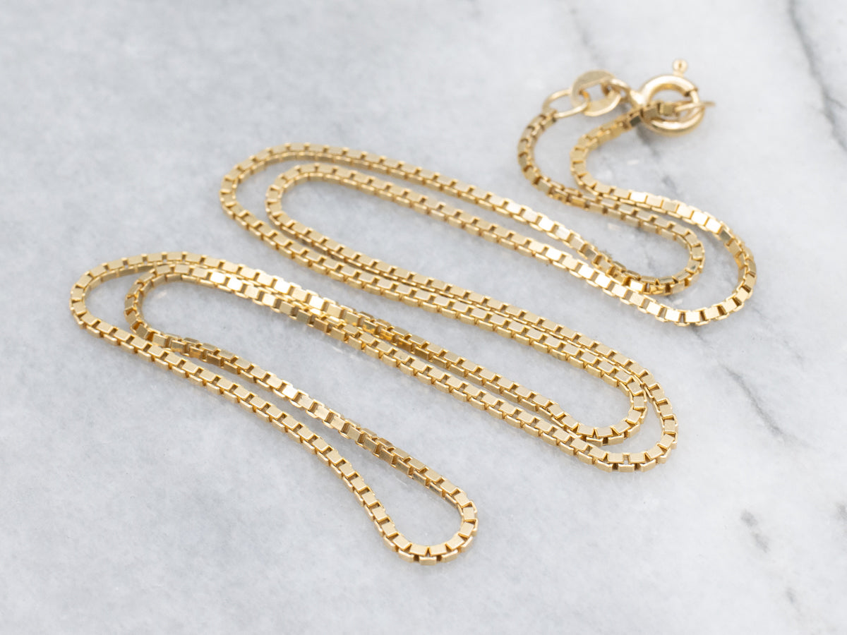 Yellow Gold Box Chain with Spring Clasp