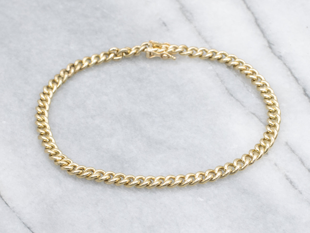 Vintage Yellow Gold Curb-Link Bracelet