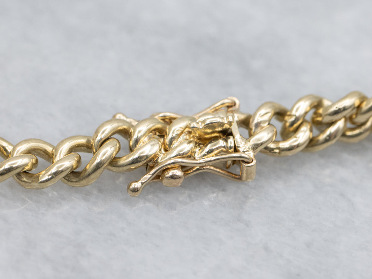 Vintage Yellow Gold Curb-Link Bracelet