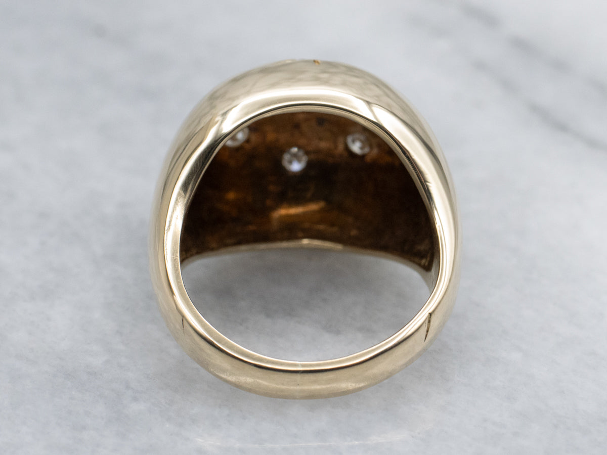 Diamond Starburst and Gold Domed Ring