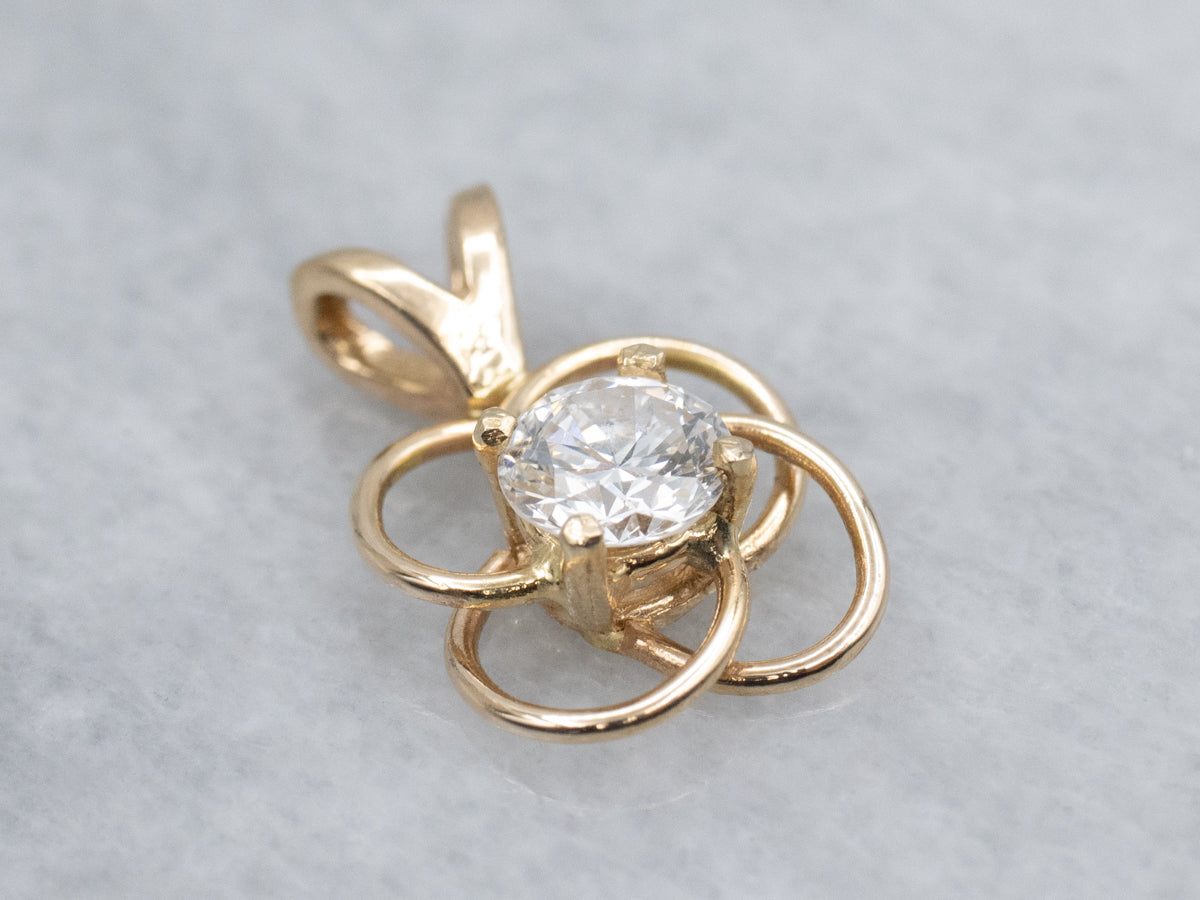 Looping Gold Round Brilliant Diamond Pendant