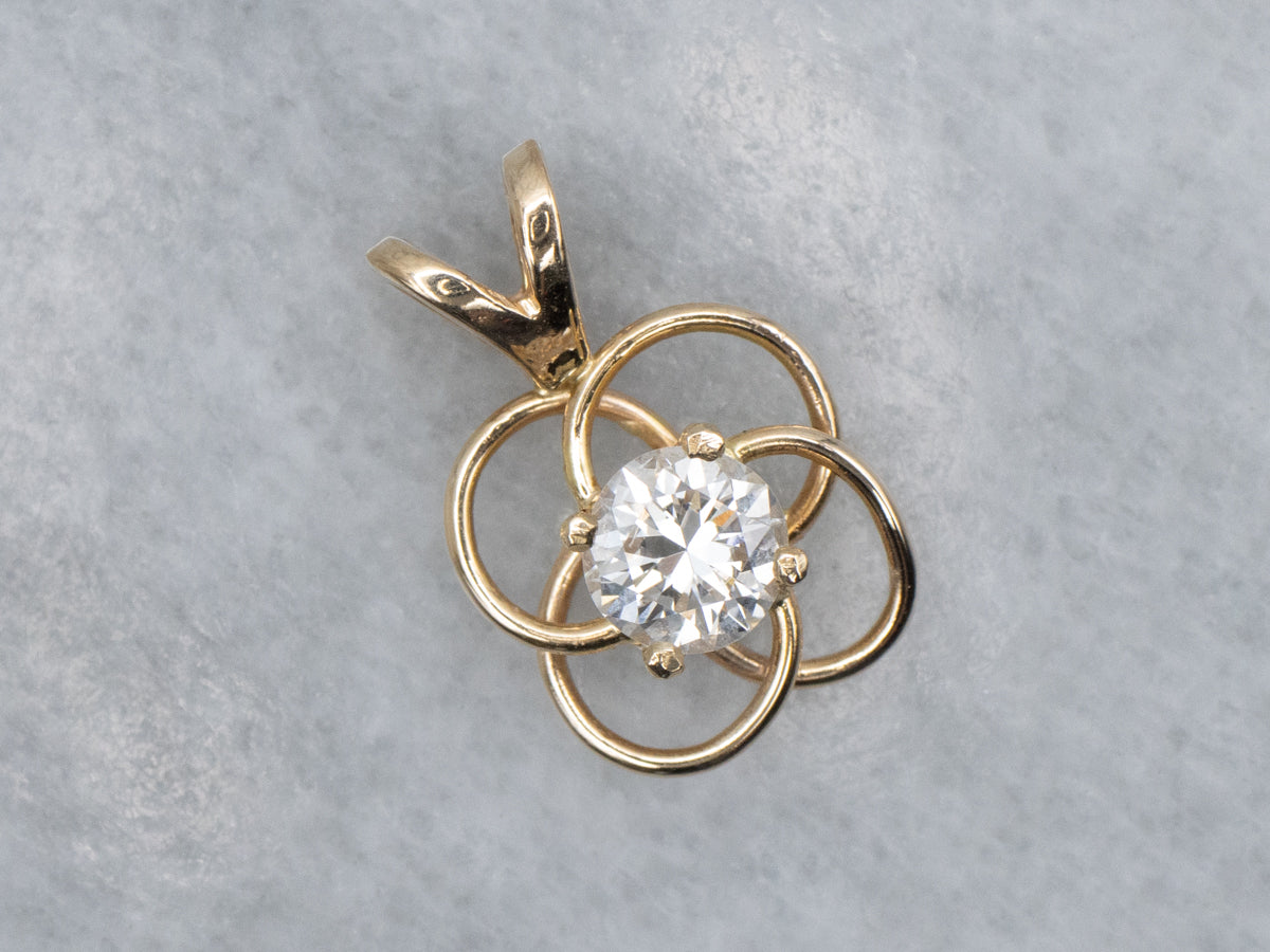 Looping Gold Round Brilliant Diamond Pendant