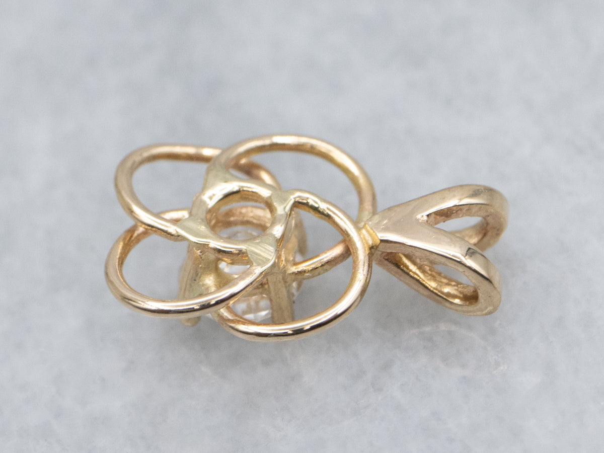 Looping Gold Round Brilliant Diamond Pendant