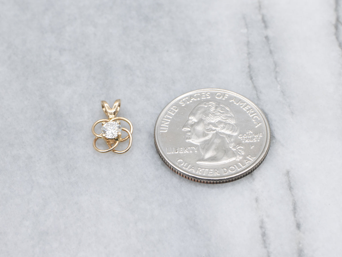 Looping Gold Round Brilliant Diamond Pendant