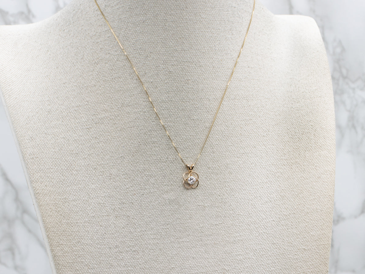 Looping Gold Round Brilliant Diamond Pendant