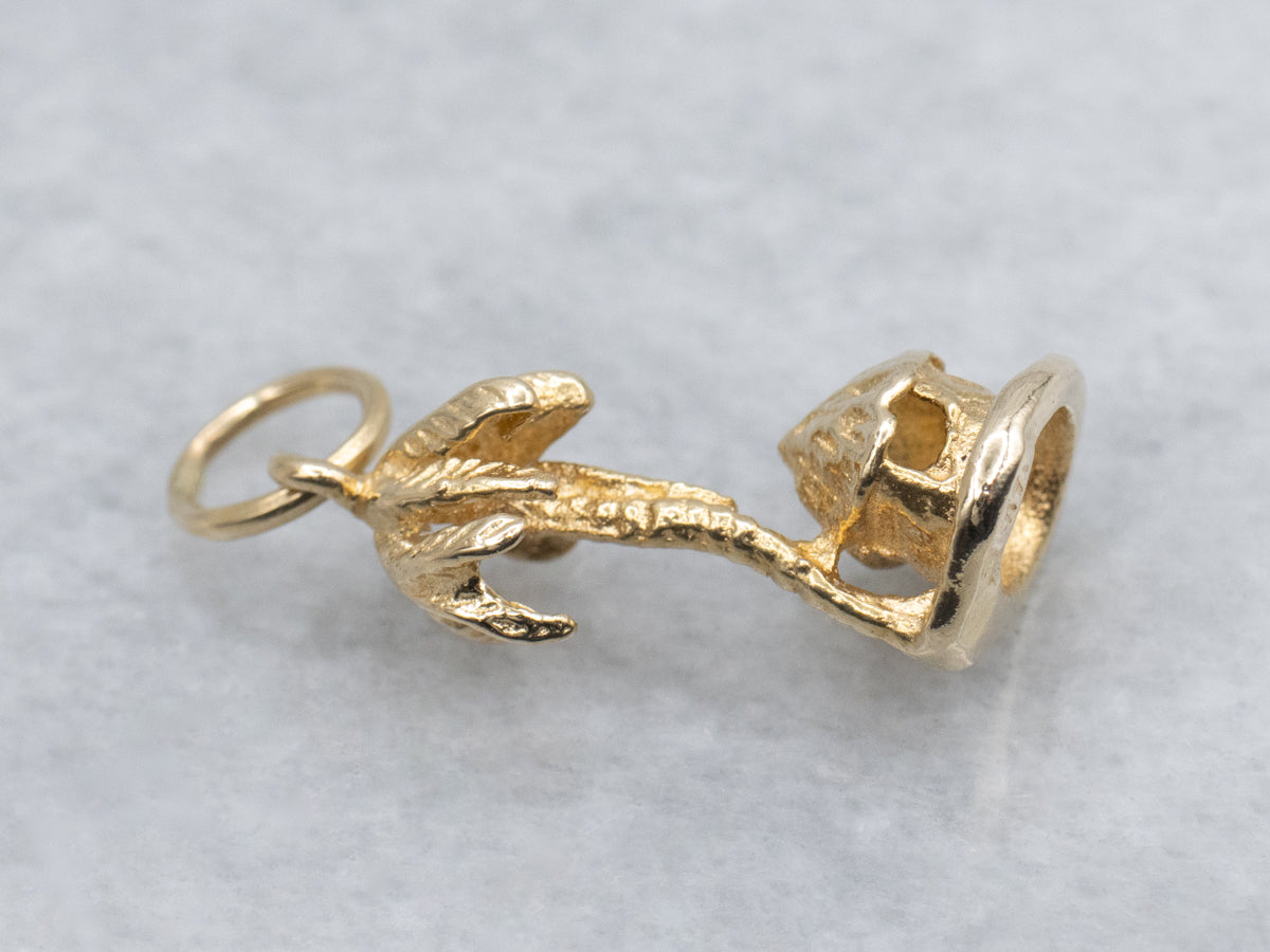 Hut and Palm Tree Yellow Gold Charm Pendant