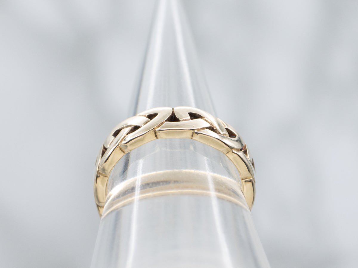 Pierced Yellow Gold Braided Knot-Patterned Band