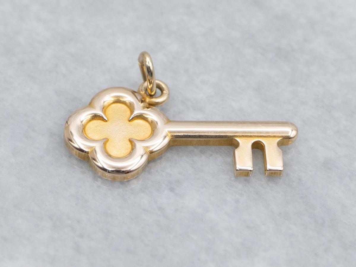 Yellow Gold Skeleton Key Pendant