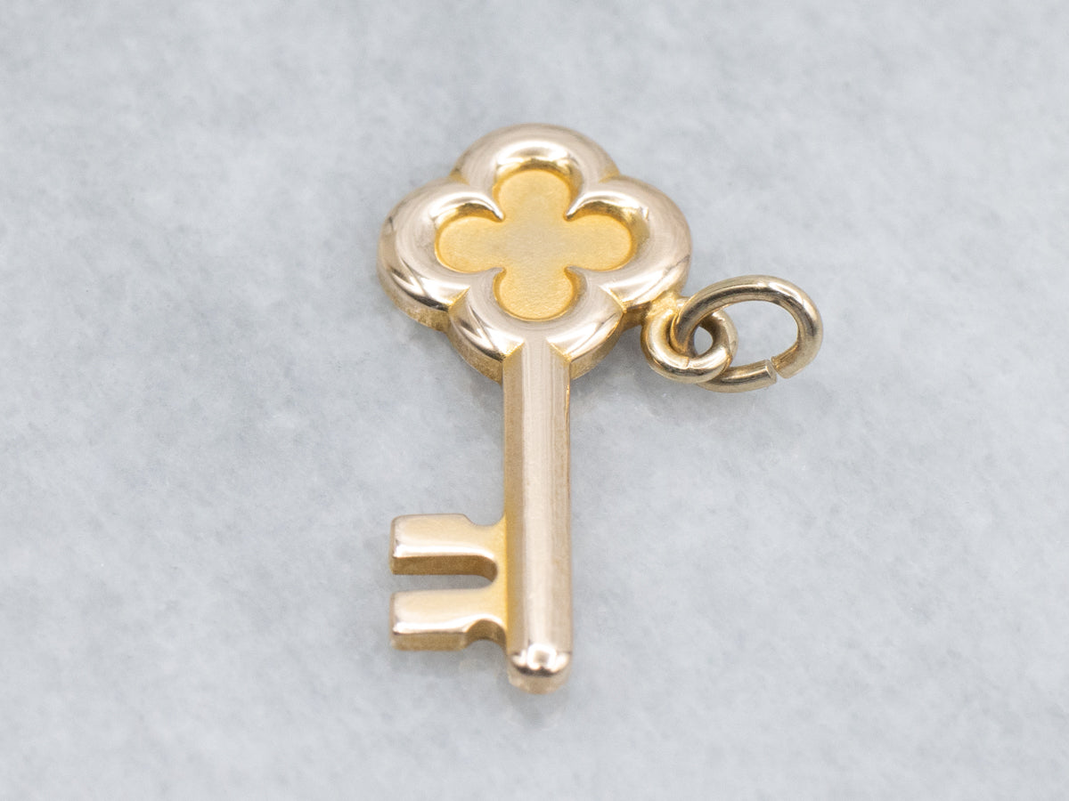 Yellow Gold Skeleton Key Pendant