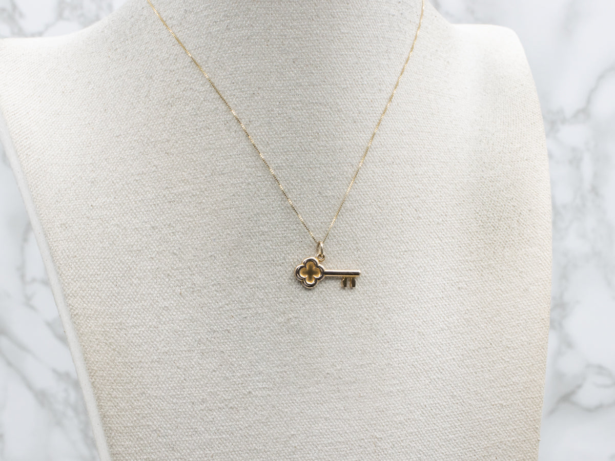 Yellow Gold Skeleton Key Pendant