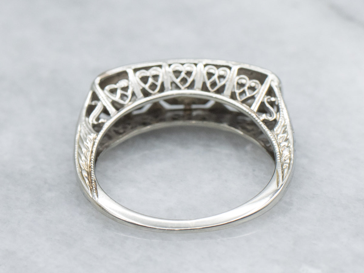 Later Art Deco Three Stone Diamond Ring