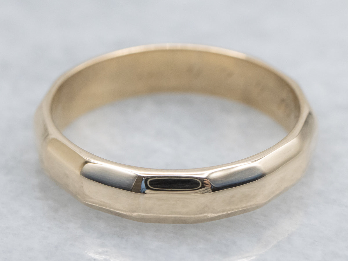 1960s Faceted Yellow Gold Band