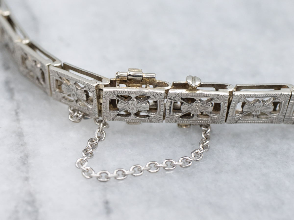 Old Mine Cut Diamond and Synthetic Sapphire Art Deco Era Bracelet