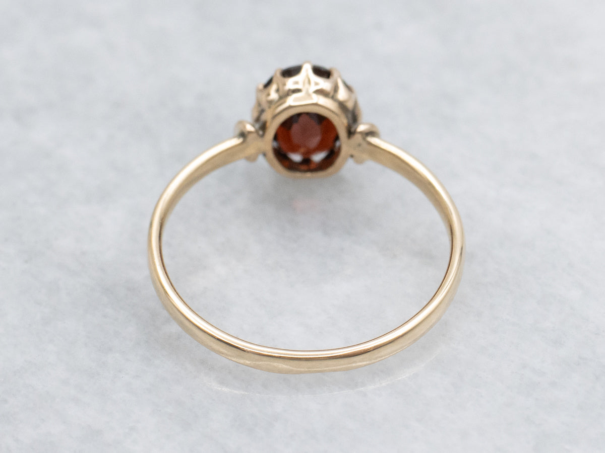 Vintage Oval-Cut Garnet Solitaire Ring
