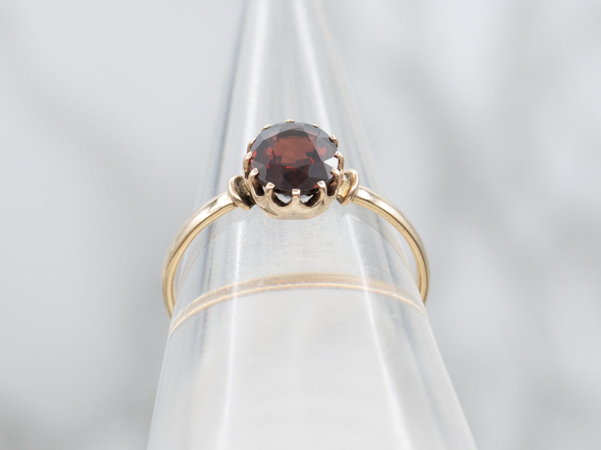 Vintage Oval-Cut Garnet Solitaire Ring