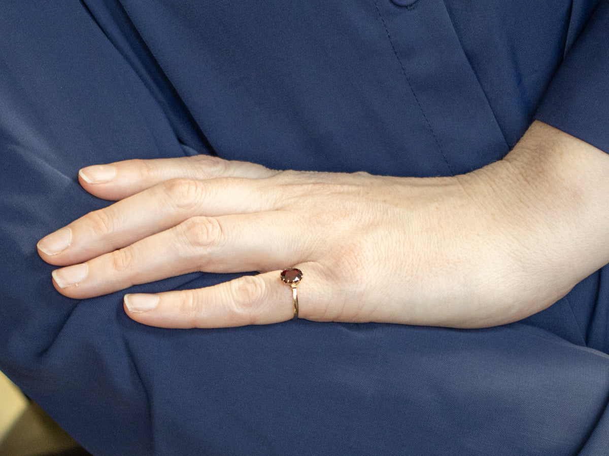 Vintage Oval-Cut Garnet Solitaire Ring